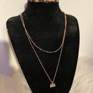 Hold Elephant and Gold Bead Necklace Set